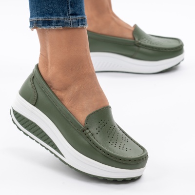 Pantofi Talpa Ortopedica Piele Naturala Verde A339