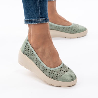 Pantofi Talpa Ortopedica Piele Naturala Verde AN3129