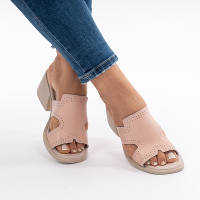 Pantofi Tip Papuci Piele Naturala Talpa Comoda AN2710-1 Roz