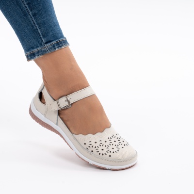 Pantofi Tip Sandale Piele Naturala Cu Bareta Bej F20-003