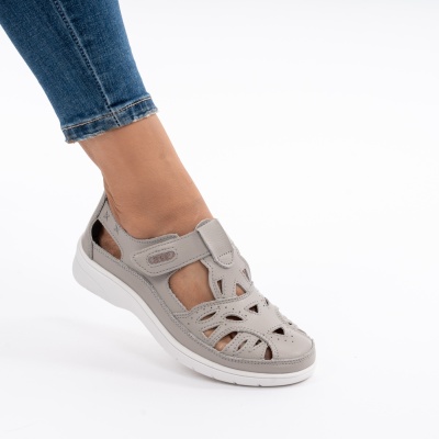 Pantofi Tip Sandale Piele Naturala Cu Bareta Gri 6839