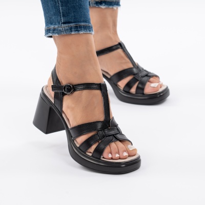 Pantofi Tip Sandale Piele Naturala Talpa Comoda AN2510-5 Negru