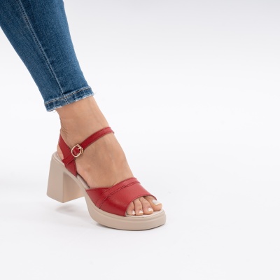 Pantofi Tip Sandale Piele Naturala Talpa Comoda AN2510-7 Roșu