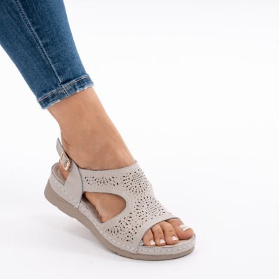 Pantofi Tip Sandale Piele Naturala Talpa Comoda AN2655 Gri