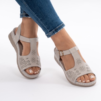 Pantofi Tip Sandale Piele Naturala Talpa Comoda AN2672-1 Gri