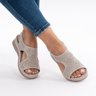 Pantofi Tip Sandale Piele Naturala Talpa Comoda AN2678-1 Gri