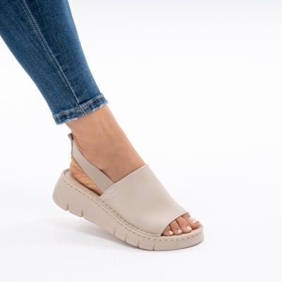 Pantofi Tip Sandale Piele Naturala Talpa Comoda F001-967 Bej