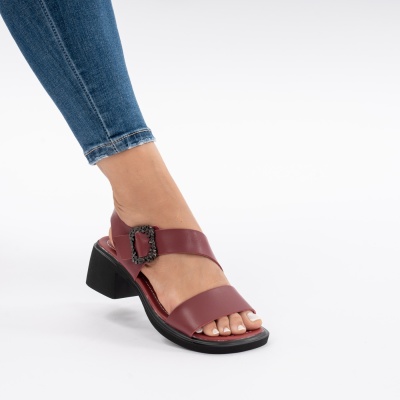 Pantofi Tip Sandale Piele Naturala Talpa Comoda JY5769 Vișiniu