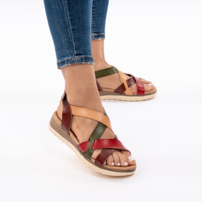 Pantofi Tip Sandale Piele Naturala Talpa Comoda OD924 Rosu