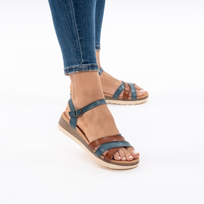 Pantofi Tip Sandale Piele Naturala Talpa Comoda OD925 Blue