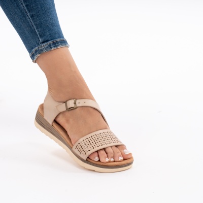 Pantofi Tip Sandale Piele Naturala Talpa Comoda OD926 Bej