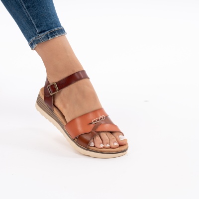Pantofi Tip Sandale Piele Naturala Talpa Comoda OD928 Maro