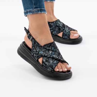 Pantofi Tip Sandale Piele Naturala Talpa Comoda T-8006-2 Negru