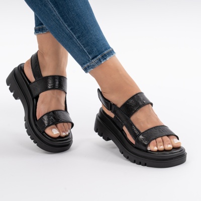 Pantofi Tip Sandale Piele Naturala Talpa Comoda T-8043 Negru