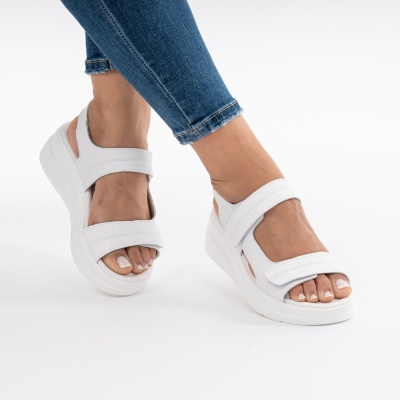 Pantofi Tip Sandale Piele Naturala Talpa Comoda T-8051 Alb