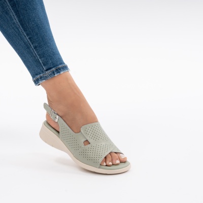 Pantofi Tip Sandale Piele Naturala Talpa Comoda T-8052 Verde