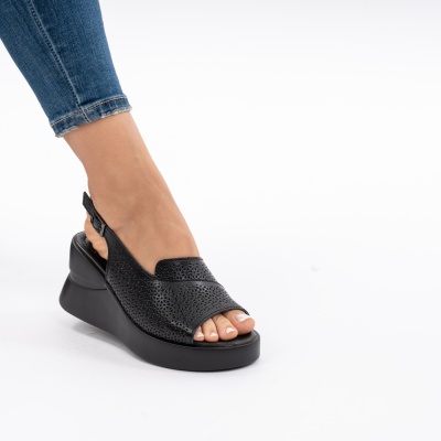 Pantofi Tip Sandale Piele Naturala Talpa Comoda T-8055-2 Negru