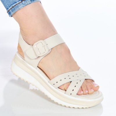 Sandale Piele Naturala Bej F001-804