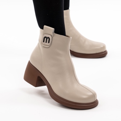 Botine Piele Naturala Bej 6606