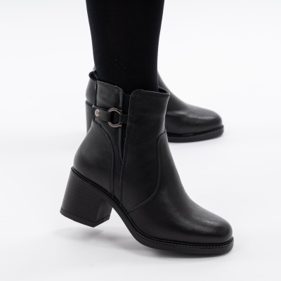 Botine Piele Naturala Negre CA003