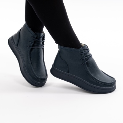 Ghete Imblanite Piele Naturala Albastre 232B