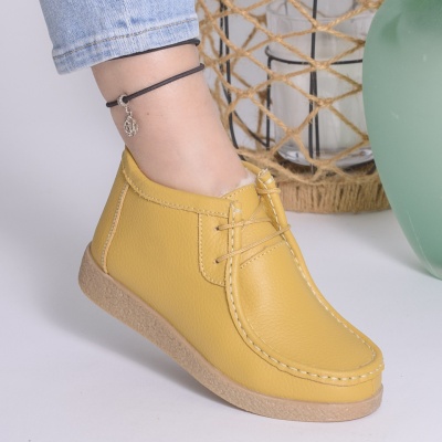 Ghete Imblanite Piele Naturala Mustar 9602-2
