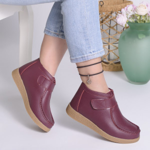 Ghete Imblanite Piele Naturala Visiniu 9601-2