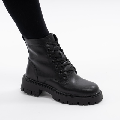 Ghete Piele Naturala Imblanite Talpa Bocanci Negre 153