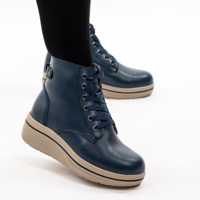 Ghete Piele Naturala Imblanite Talpa Casual Albastre 1959-2