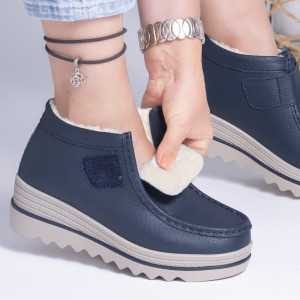 Ghete Piele Naturala Imblanite Talpa Striată   Albastru MM218B