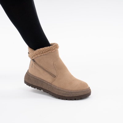Ghete Piele Naturala Imblanite Talpa Striată Kahki Jy7955
