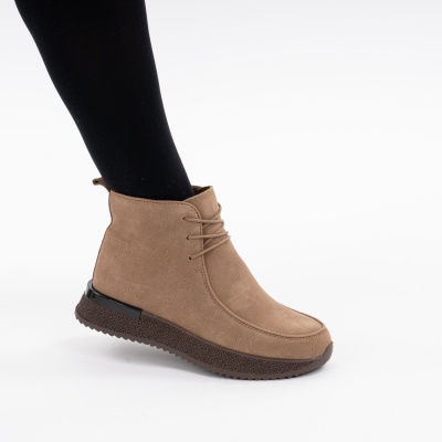 Ghete Piele Naturala Imblanite Talpa Striată Kahki Jy8070