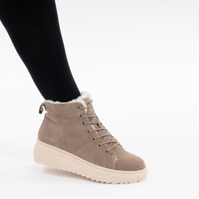 Ghete Piele Naturala Intoarsa Imblanite Talpa Striată Bej F002-409
