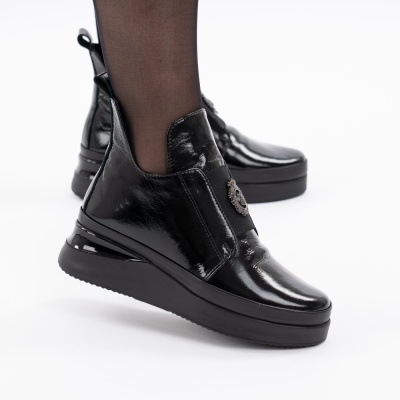 Ghete Piele Naturala Lacuita Negru 061 934414