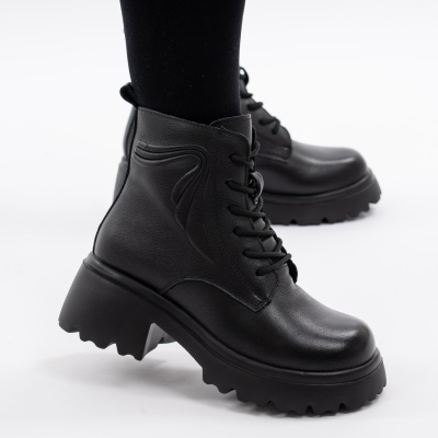 Ghete Piele Naturala Negre 80830-3