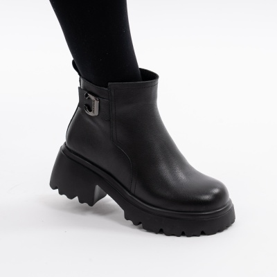 Ghete Piele Naturala Negre 80830-6