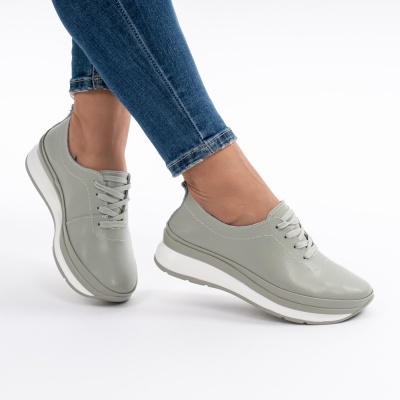 Pantofi Casual Din Piele Naturala Kaki T-9001