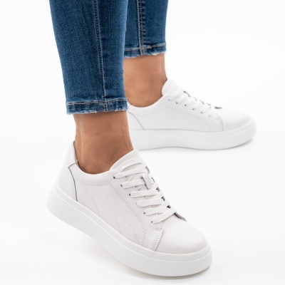 Pantofi Casual Piele Naturala Alb F002-408