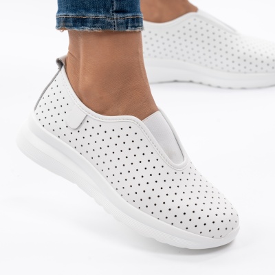 Pantofi Casual Piele Naturala Alb MM260