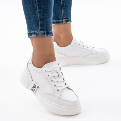 Pantofi Casual Piele Naturala Albi JY6821