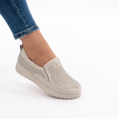 Pantofi Casual Piele Naturala Bej 1260-10