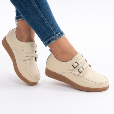 Pantofi Casual Piele Naturala Bej 8512