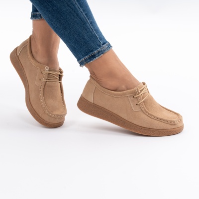 Pantofi Casual Piele Naturala Bej 8517-1