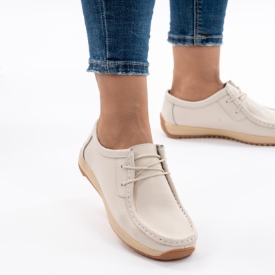 Pantofi Casual Piele Naturala Bej AN8517-5