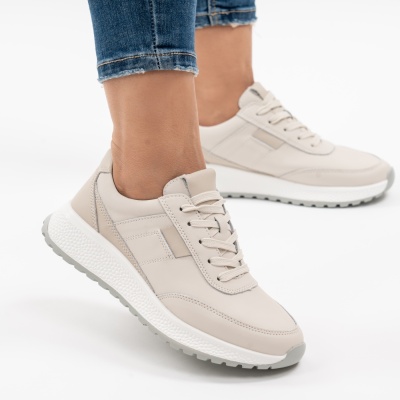 Pantofi Casual Piele Naturala Bej F001-973