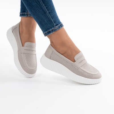 Pantofi Casual Piele Naturala Gri MM261