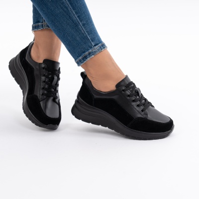 Pantofi Casual Piele Naturala Black T5100