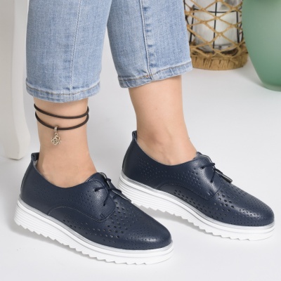 Pantofi Casual Piele Naturala Bleumarin 1235