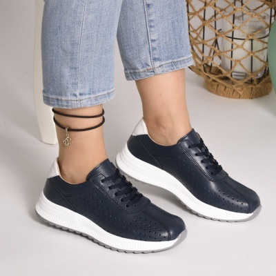 Pantofi Casual Piele Naturala Bleumarin  523