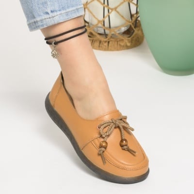 Pantofi Casual Piele Naturala Camel 788